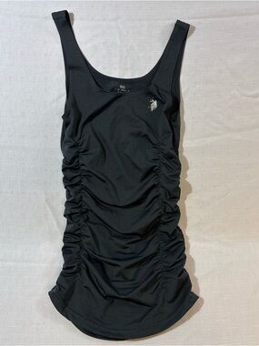 U.S. Polo Assn. Women’s Small Ruched Black Tank Top with Polo Player Logo